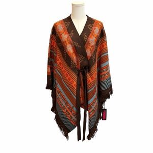 Rock & Roll Denim:  Southwestern Knit Poncho Cardigan – Large/XL